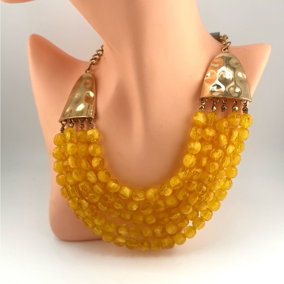 Lux Jewelry - Elegant Lux Yellow Multi-Strand Beaded Necklace with Lobster Claw Clasp NWT